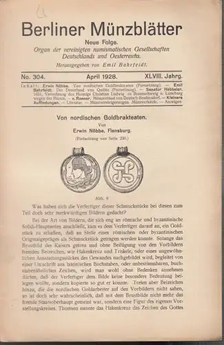 Münzblätter, Berliner.  Emil Bahrfeldt (Hrsg. und Schriftltg.)    Erwin Nöbbe / Emil Bahrfeldt / Christian Ludwig / Senator Hebbeler / v. Renner.. 