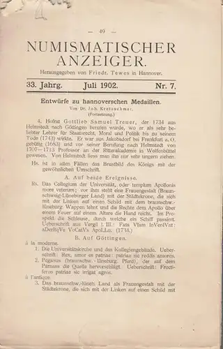 Numismatischer  Anzeiger.   Friedrich Tewes (Hrsg.)    H. Willers / Johs. Kretzschmar  (Autoren): Numismatischer  Anzeiger.  33. Jahrg.. 