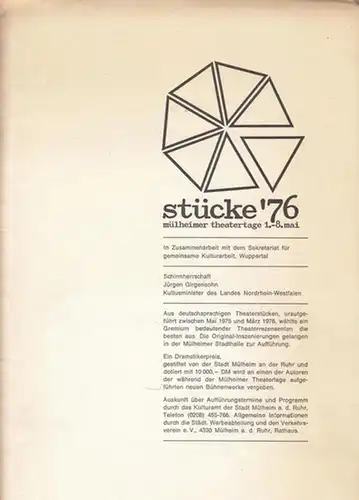 Mülheim.   Theatertage.   Theater an der Ruhr: Stücke ´76.   mülheimer theatertage 1.   8. mai. Aus dem Inhalt: Franz.. 
