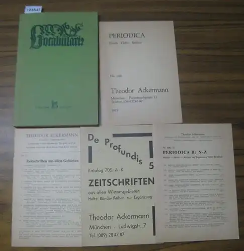 Ackermann, Theodor (Werner Fritsch ) Antiquariat seit 1865 / München. - Bearbeitung : Schuster, Carola / Schiedermeier, Paul / Fritsch, Werner u. a: Konvolut aus...