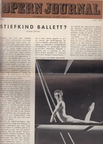 Opern Journal.- Deutsche Oper Berlin. Sellner, Gustav Rudolf  (Hrsg.) - Horst Goerges (Textred.) /  Wilhelm Reinking (Bildred.): Opernjournal / Das Opern Journal -  Nr. 8.  Erste Saison,  Mai 1962  -  Informationen, Bilder , Essays. 