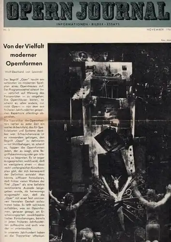 Opern Journal.- Deutsche Oper Berlin. Sellner, Gustav Rudolf  (Hrsg.) - Horst Goerges (Textred.) /  Wilhelm Reinking (Bildred.): Opernjournal / Das Opern Journal -  Nr. 3.  Zweite Spielzeit  November 1962  -  Informationen, Bilder , Essays. 