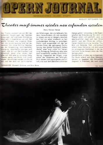 Opern Journal.- Deutsche Oper Berlin. Sellner, Gustav Rudolf  (Hrsg.) - Horst Goerges (Textred.) /  Wilhelm Reinking (Bildred.): Opernjournal / Das Opern Journal -  Nr. 1.  August/September  1964.  -  Informationen-Bilder-Essays. 