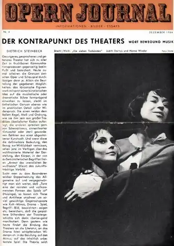 Opern Journal.- Deutsche Oper Berlin. Sellner, Gustav Rudolf  (Hrsg.) - Horst Goerges (Textred.) /  Wilhelm Reinking (Bildred.): Opernjournal / Das Opern Journal -  Nr. 4  Dezember  1964.  -  Informationen-Bilder-Essays. 