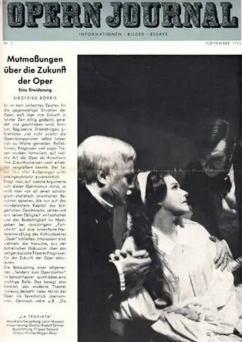 Opern Journal.- Deutsche Oper Berlin. Sellner, Gustav Rudolf  (Hrsg.) - Horst Goerges (Textred.) /  Wilhelm Reinking (Bildred.): Opernjournal / Das Opern Journal -  Nr. 3   November 1965.  -  Informationen-Bilder-Essays. 