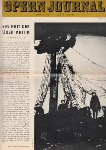 Opern Journal.- Deutsche Oper Berlin. Sellner, Gustav Rudolf  (Hrsg.) - Horst Goerges (Textred.) /  Wilhelm Reinking (Bildred.): Opernjournal / Das Opern Journal -  Nr. 5   Januar  1966.  -  Informationen-Bilder-Essays.