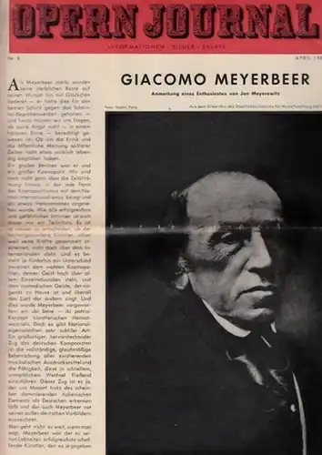 Opern Journal.- Deutsche Oper Berlin. Sellner, Gustav Rudolf  (Hrsg.) - Horst Goerges (Textred.) /  Wilhelm Reinking (Bildred.): Opernjournal / Das Opern Journal -  Nr. 8   April  1966.  -  Informationen-Bilder-Essays. 