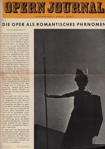 Opern Journal.- Deutsche Oper Berlin. Sellner, Gustav Rudolf  (Hrsg.) - Thomas-M. Langner (Textred.) /  Wilhelm Reinking (Bildred.): Opernjournal / Das Opern Journal -  Nr. 2    Oktober 1967-68 -  Informationen-Bilder-Essays. 