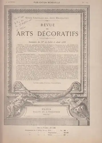 Union Centrale des Arts Decoratifs (Ed.) / Champier, Victor (rédacteur en chef): Revue des Arts Decoratifs - 9e  Année,  Nos. 1-2  -  Juillet et Aout  1888.