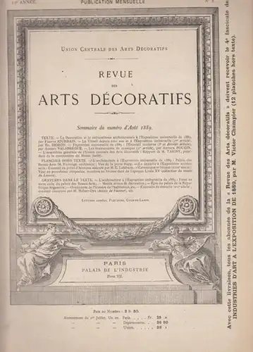 Union Centrale des Arts Decoratifs (Ed.) / Champier, Victor (rédacteur en chef): Revue des Arts Decoratifs - 10e  Année,  No. 2  -  Aout  1889. 