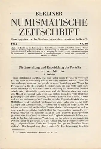 Numismatische Gesellschaft zu Berlin (Hrsg.) - Stamm, Herbert C. / Waldemar Wruck (Schriftltg.): Berliner Numismatische Zeitschrift. 1952 - Nr. 12  -   Band I. 