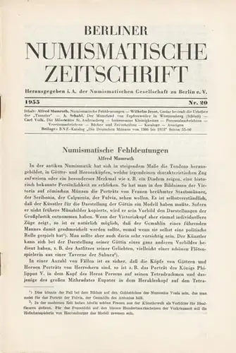 Numismatische Gesellschaft zu Berlin (Hrsg.) - Stamm, Herbert C. / Waldemar Wruck (Schriftltg.): Berliner Numismatische Zeitschrift. 1955 - Nr. 20.   Band II. 