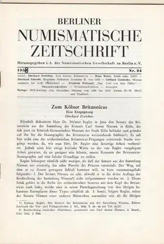Numismatische Gesellschaft zu Berlin (Hrsg.) -  Waldemar Wruck (Schriftltg.): Berliner Numismatische Zeitschrift. 1958 - Nr. 24.   Band II. 