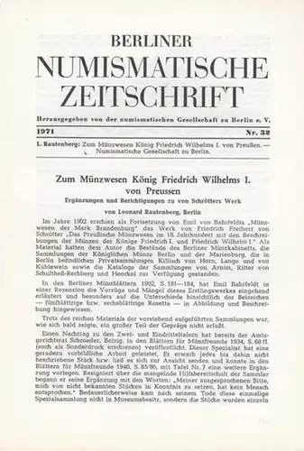 Numismatische Gesellschaft zu Berlin (Hrsg.) -  Fritz Taute  (Schriftltg.): Berliner Numismatische Zeitschrift. 1971 - Nr. 32.   Band III. 