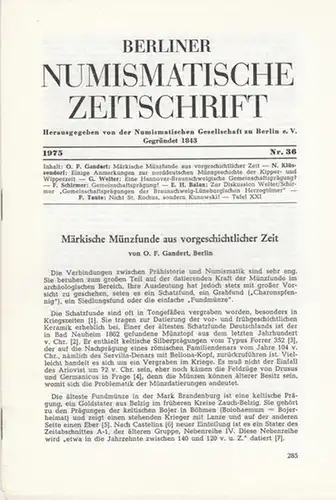 Numismatische Gesellschaft zu Berlin (Hrsg.) -  Fritz Taute  (Schriftltg.): Berliner Numismatische Zeitschrift. 1975 - Nr. 36.   Band III. 