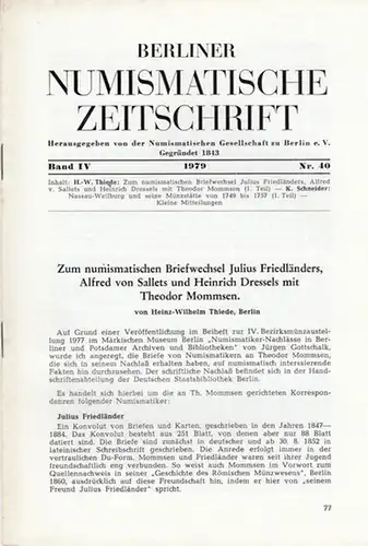 Numismatische Gesellschaft zu Berlin (Hrsg.) -  E.-H. Balan (Schriftltg.): Berliner Numismatische Zeitschrift. Band IV -  1979 - Nr. 40. 