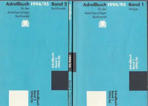 Buchhändler Vereinigung (Hrsg.): Adreßbuch  (Adressbuch) 1994 / 1995 für den deutschsprachigen Buchhandel 1988 / 1989. Komplett in 3 Bänden. Band 1: Verlage. Band 2:.. 