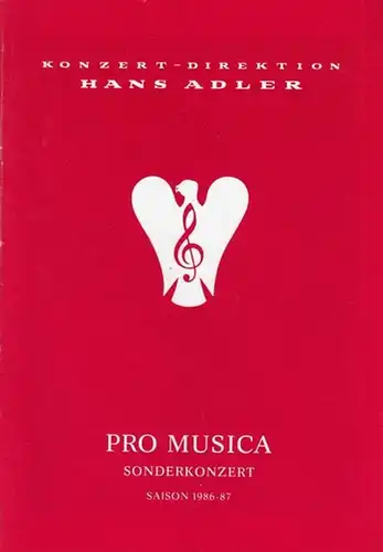 Deutsche Oper Berlin.  Andre, Maurice (Trompete) / Bilgram, Hedwig (Orgel): Pro Musica. Sonderkonzert.  Saison 1986 / 1987.  Albinoni, Tomaso -  Bach, J. S. - Hertel, J.W. - Händel, G.F. - Krebs, J.L. 