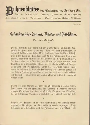 Stadttheater Freiberg / Sachsen. - Intendanz: Ernst Lüsenhop. - Karl Zuchardt: Held im Zwielicht. Spielzeit 1941 / 1942, Blatt 17. Bühnenblätter des Stadttheaters Freiberg /...