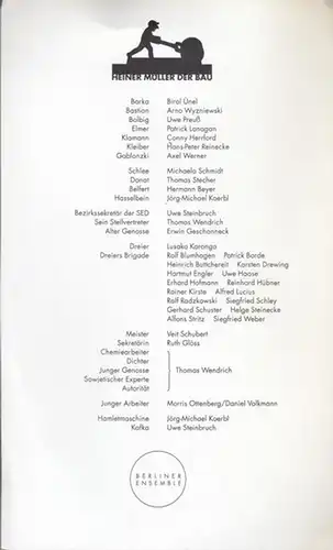 Berliner Ensemble. - Müller, Heiner: Der Bau. Spielzeit  1996. Regie  Heise, Thomas.  Bühne  Winter, Angelika.  Kostüme  Naujok, Barbara...
