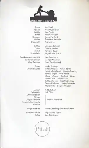 Berliner Ensemble.   Müller, Heiner: Der Bau. Spielzeit  1996. Regie  Heise, Thomas.  Bühne  Winter, Angelika.  Kostüme  Naujok, Barbara.. 