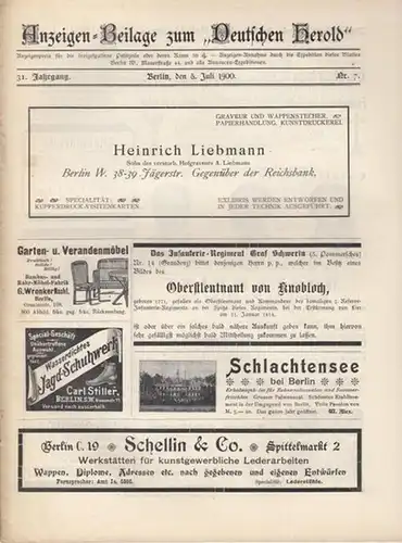 Herold, Deutscher / Verein Herold in Berlin -  Ad.M. Hildebrandt  ( Hrsg.): Deutscher Herold.  31. Jahrgang  Nr. 7,  Anzeigen=Beilage...