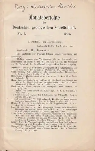 Geolog. Gesellschaft, Deutsche (Hrsg.): Monatsberichte der Deutschen Geologischen Gesellschaft No. 3, 1906. 