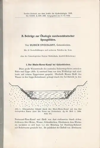 Steusloff, Ulrich: Beiträge zur Ökologie nordwestdeutscher Spongilliden (Sonder-Abdruck aus dem "Archiv für Hydrobiologie", Bd. XXXIII 1938. 
