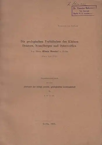 Wunstorf, Wilhelm: Die geologische  Verhältnisse des Kleinen Deisters, Nesselberges und Osterwaldes. (Separatabdruck aus dem  "Jahrbuch  der  Königl. Preuss. geologischen Landesanstalt für 1900). 