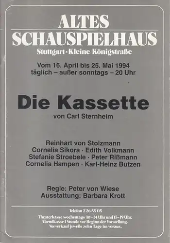 Altes Schauspielhaus Stuttgart. Kleine Königstrasse. - Sternheim, Carl: Die Kassette. Spielzeit 1994 / 1995. Regie: Wiese, Peter von. Ausstattung: Krott, Barbara. Darsteller: Stolzmann, Reinhart von...