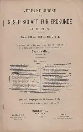 Drygalsky, Erich von / Ernst  Vanhöffen: Von der Grönland Expedition  der Gesellschaft für Erdkunde. 1. Bericht über die Heimreiseder Expedition von Grönland /.. 