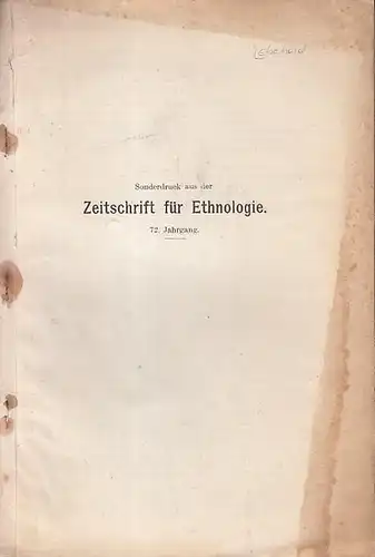 Eberhard, Wolfram: Zur Frage der ethnologischen Untersuchung von Hochkulturen. (Sonderdruck aus der Zeitschrift für Ethnologie, 72. Jahrgang der Deutschen Gesellschaft für Völkerkunde (DGV) Berlin 1940). 