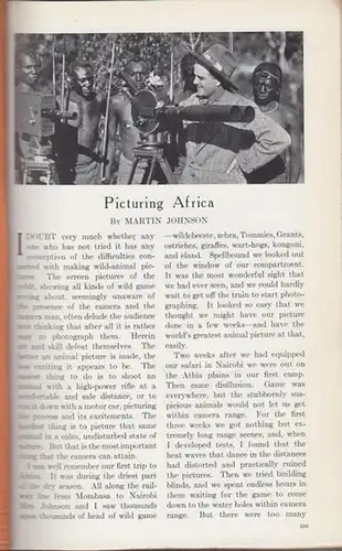 Johnson, Martin: Picturing Africa. (Natural History, Vol. XXVII, No. 6, 1927). 
