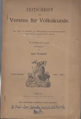 Prato, Stanislao: Zwei Episoden aus zwei tibetanischen Novellen der orientalischen und occidentalen Überlieferung. Ein kritischer Versuch. (Sonderdruck aus "Zeitschrift für Volkskunde   Neue Folge.. 