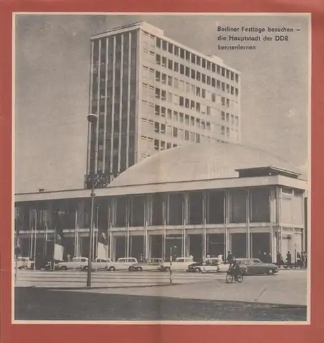 X. Berliner Festtage 2. - 15. Oktober 1966. Programm. Mitwirkende: Igor Oistrach, Mario del Monaco, Puppentheater Obraszow, Thomaner-Chor, Marcel Marceau u.a