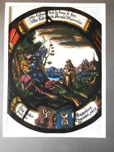 Wappenscheiben: Alte Wappenscheiben. Kunstkalender 1978 mit Gross Dia (durchleuchtbar). Folgende Bilder sind enthalten: 1) Ämterscheibe von Luzern, 1617 / Bildscheibe mit Spruch und Allianzwappen 1639.. 