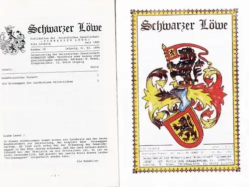 Schwarzer Löwe   Heraldische Gesellschaft Schwarzer Löwe, Leipzig / Fachgruppe Heraldik im Kulturbund der DDR (Hrsg.)   Udo Glathe u.a: Schwarzer Löwe. Konvolut.. 