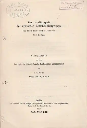 Stille, Hans: Zur Stratigraphie der deutschen Lettenkohlengruppe.  Sonderdruck aus dem Jahrbuch der Königl. Preuß. Geologischen Landesanstalt für 1908. Band XXIX, Heft 1. 