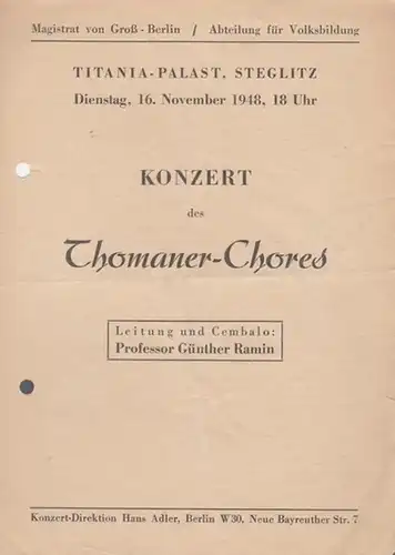 Konzert des Thomaner - Chores.  Leitung und Cembalo : Ramin, Günther