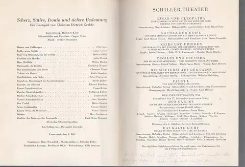 Berlin   Steglitz, Schloßpark   Theater.    Grabbe, Christian Dietrich: Scherz, Satire, Ironie und tiefere Bedeutung.  Spielzeit 1955 / 1956.. 