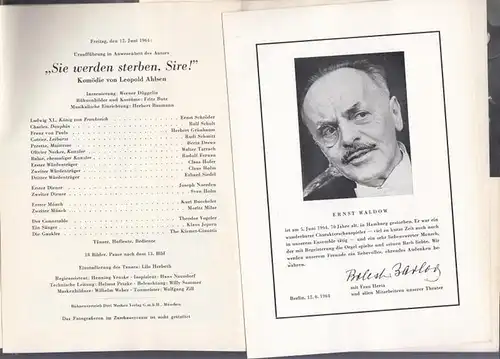 Berlin - Steglitz, Schloßpark - Theater. - Ahlsen, Leopold: Sie werden sterben, Sire ! Komödie. Intendant: Barlog, Boleslaw.  Spielzeit  1964.  Inszenierung:...