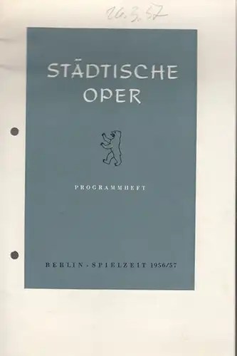 Der Graf Ory. Spielzeit 1956 / 1957.  Intendant: Ebert, Carl. Dirigent: Kraus, Richard. Regisseur Ebert, Carl. Bühne: Ponnelle, J. P.  Mit Haefliger, Ernst / Kohn, Karl / Otto, Lisa / Krukowski, Ernst / Altmeyer, Theo / Kunz, R. D. / Gray, Mary u.a
