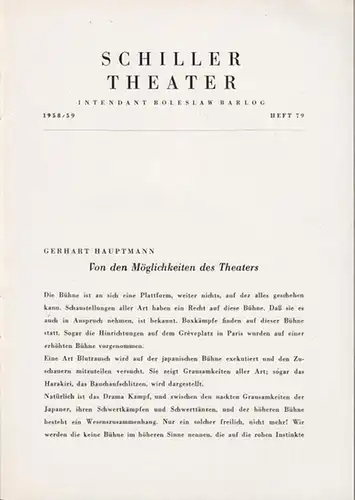 Michael Kramer. Spielzeit 1958 / 1959, Heft 79. Inszenierung: Boleslaw Barlog, mit u.a.:  Walter Franck, Maria Schanda, Klaus Kammer, Lu Säuberlich, Claus Hofer. Programmheft