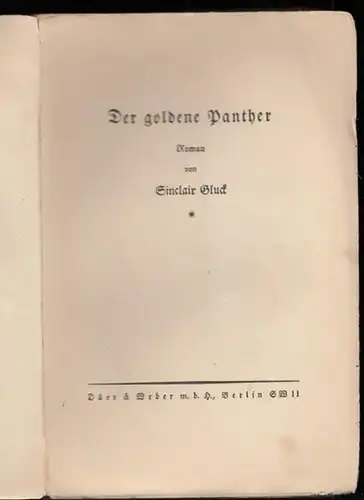 Gluck, Sinclair: Der goldene Panther (= Bücher der Sensation Figdor, Karl (Hrsg.)). 
