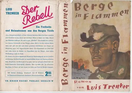 Trenker, Luis: Original - Buchumschlag zu: Berge in Flammen. Roman. 