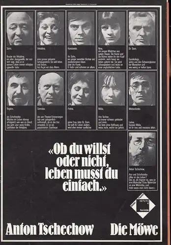 Baseler Theater. - Hermann Beil (Red.). - Tschechow, Anton: Die Möwe. 1971 / 1972, Programmheft 4. Inszenierung: Jan Kacer, mit u. a.: Rosel Schäfer, Peter...