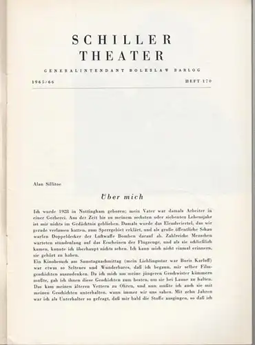 Berlin Schiller Theater.   Boleslaw Barlog (Intendanz).   Alan Sillitoe: Samstagnacht und Sonntagmorgen. Programmheft der Spielzeit 1965   1966, Heft 170. Inszenierung:..