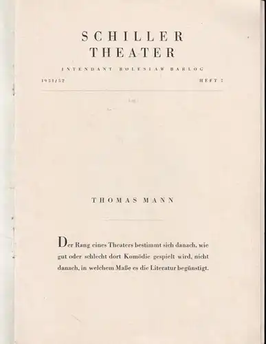 Berlin.   Schillertheater.   Boleslaw Barlog (Intendanz).   Johann Nestroy: Die beiden Nachtwandler. Programmheft 7, Spielzeit  1951 / 1952. Inszenierung: Oscar.. 