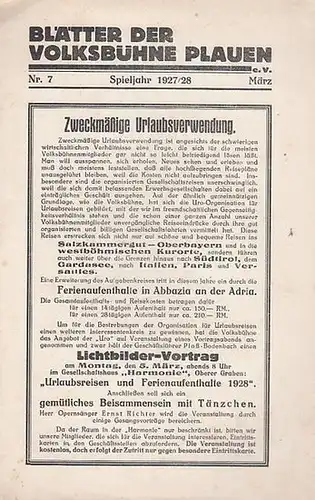 Blätter der Volksbühne Plauen. Nr. 7 ( März ), Spieljahr 1927 / 1928