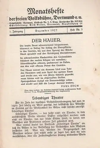 Monatshefte der freien Volksbühne Dortmund e. V. Dezember 1927. Heft Nr. 3 des 1. Jahrgangs
